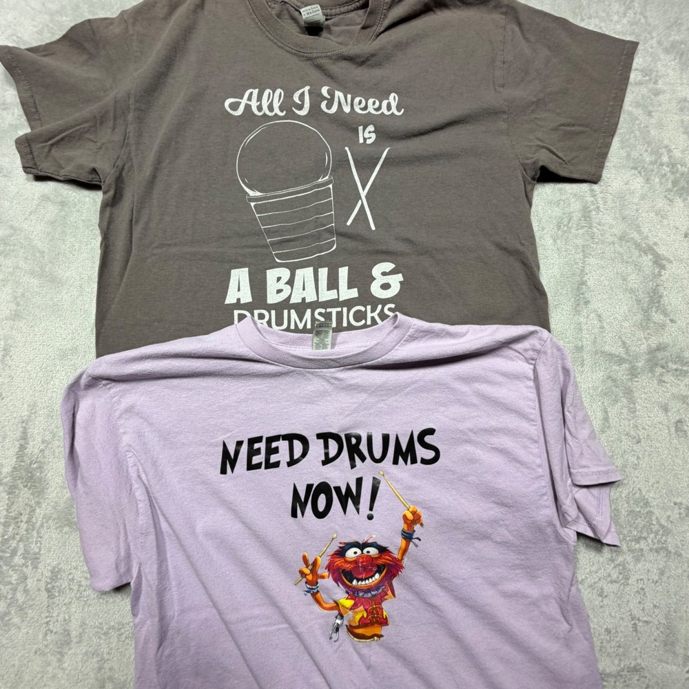 2010s Brown Lavender Cotton Animal Muppets Drummer Graphic T-Shirt Bundle Size L